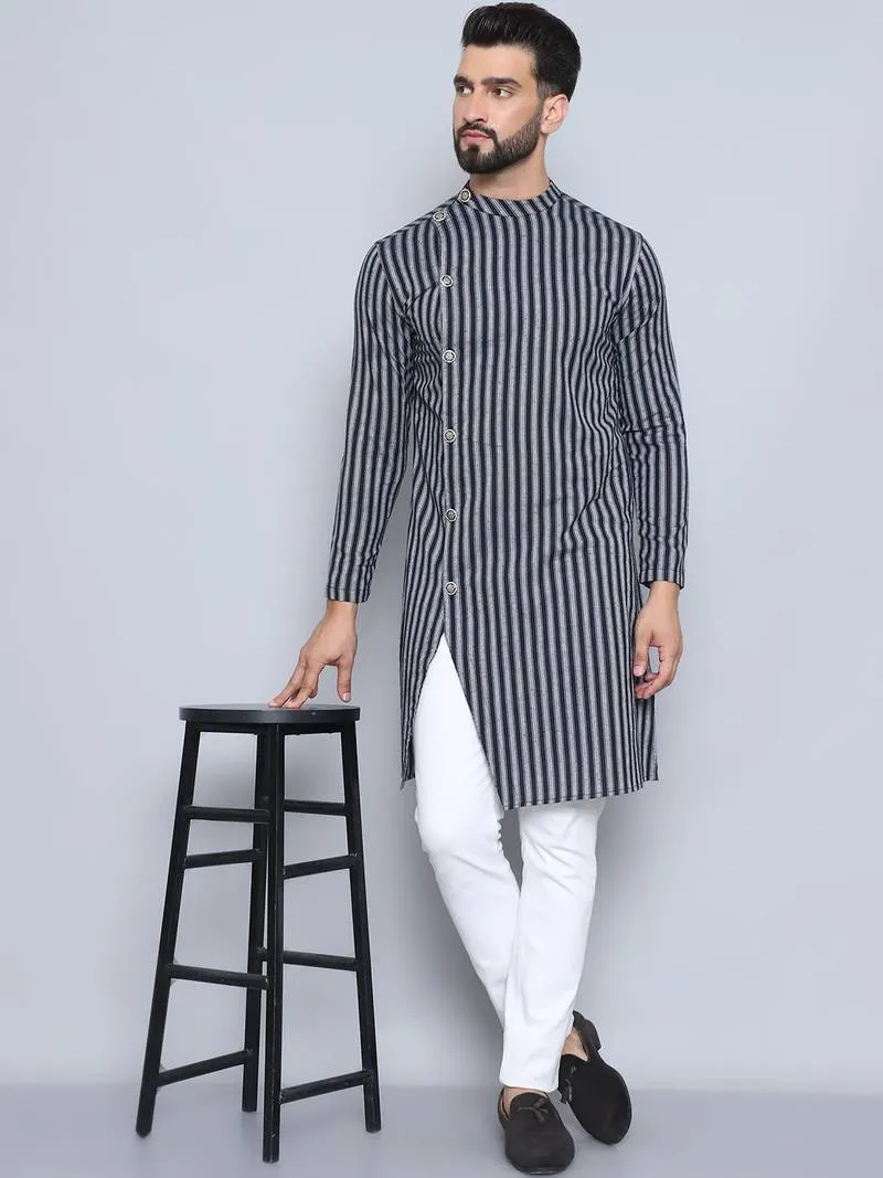 Pure Cotton Black Sherwani Kurta